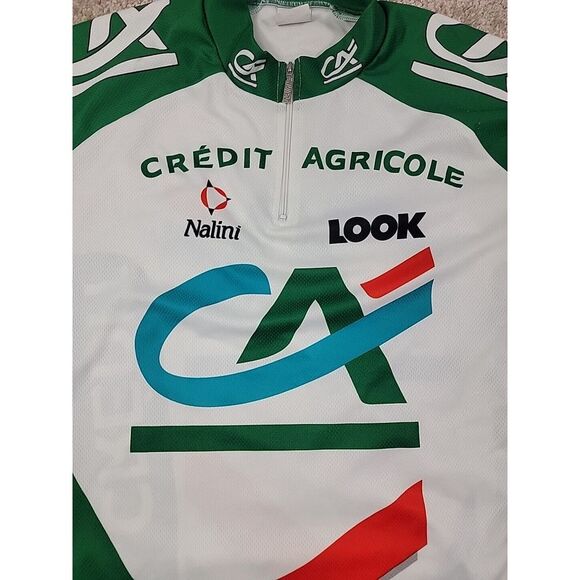 Credit Agricole Cycling Shirt Vintage Zip Up Terry Cloth Lined 80s Medium - Picture 7 of 16